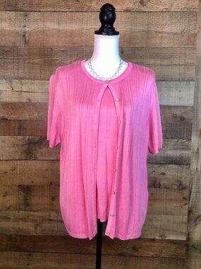 Women's Size XL 1X CASUAL CORNER ANNEX WOMAN 2 Piece Pink Sweater Set